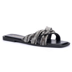 Women's Lace Flat Open-Toe Sandals with Cushioned Sole for All-Day Comfort