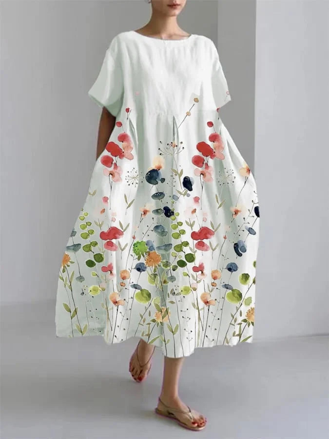 Women's Floral Midi Dress in Floral for Holiday and Resort