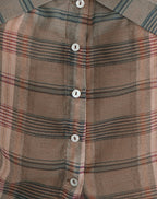 Women's Chiffon Button-Up Blouse with Square Neckline in Brown for Everyday Wear