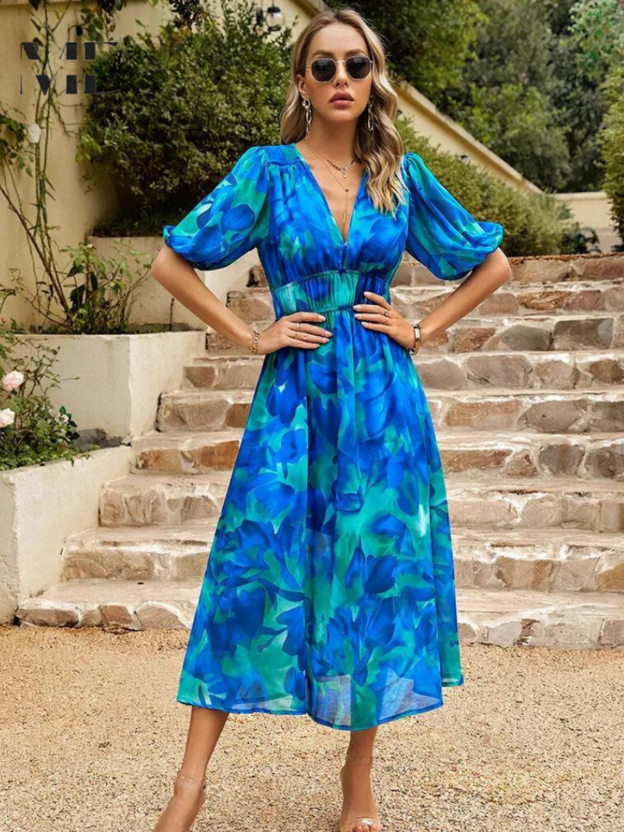 Women's Floral Midi Dress in Floral for Date Night