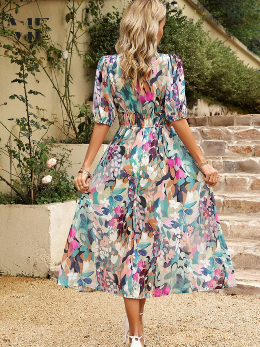 Women's Floral Midi Dress in Floral for Date Night