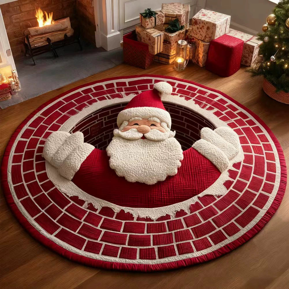 3D Skeleton Vortex Quilted Round Halloween Rug