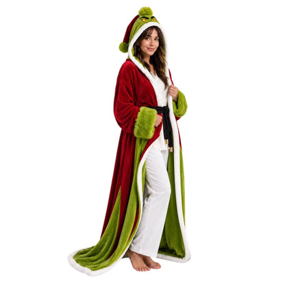 Heated Christmas Hooded Cloak, USB Heated Wearable Blanket Robe