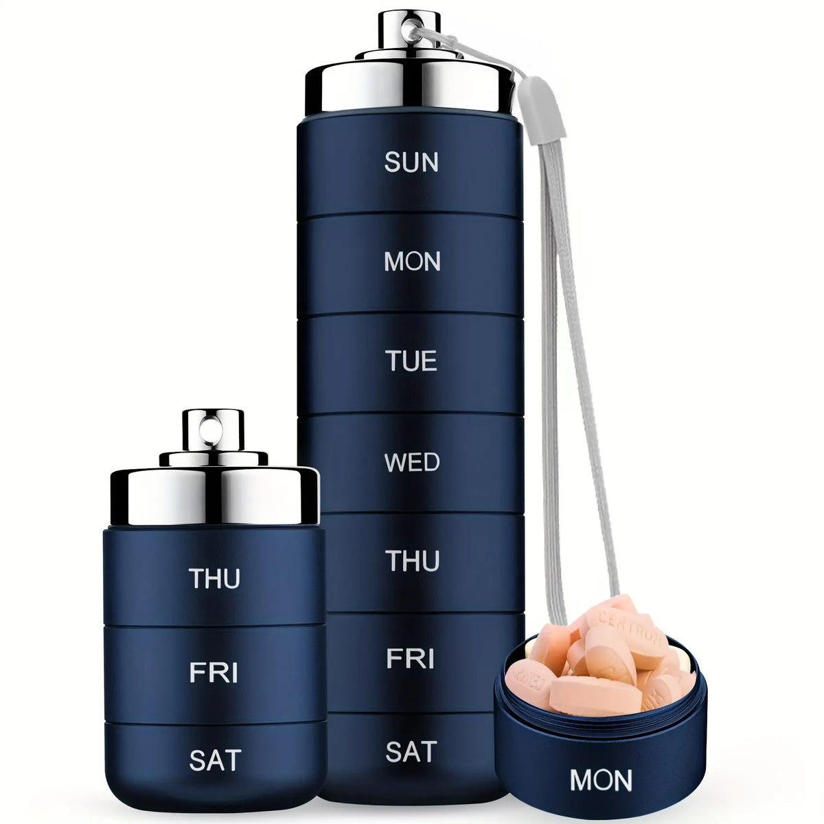Waterproof 7-Day Aluminum Pill Organizer with O-Ring Seals