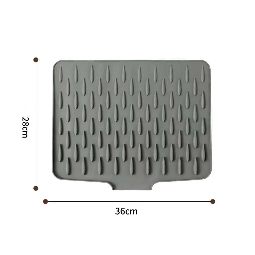 Sloped Silicone Dish Drying Mat, Self-Draining Heat-Resistant Non-Slip