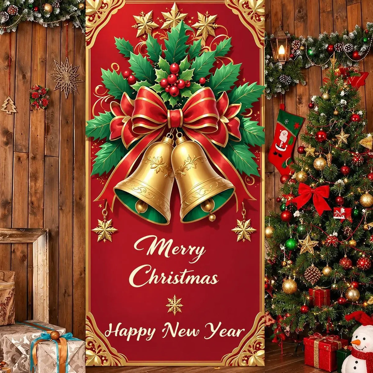 🎄 Christmas Door Makeover Cover Transform Your Front Door Into A Magical Holiday Entrance In Seconds(78.7 × 35.4in)