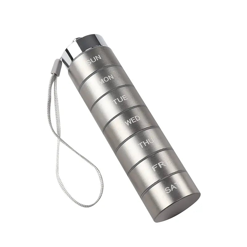 Waterproof 7-Day Aluminum Pill Organizer with O-Ring Seals