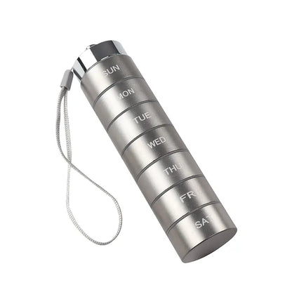 Waterproof 7-Day Aluminum Pill Organizer with O-Ring Seals