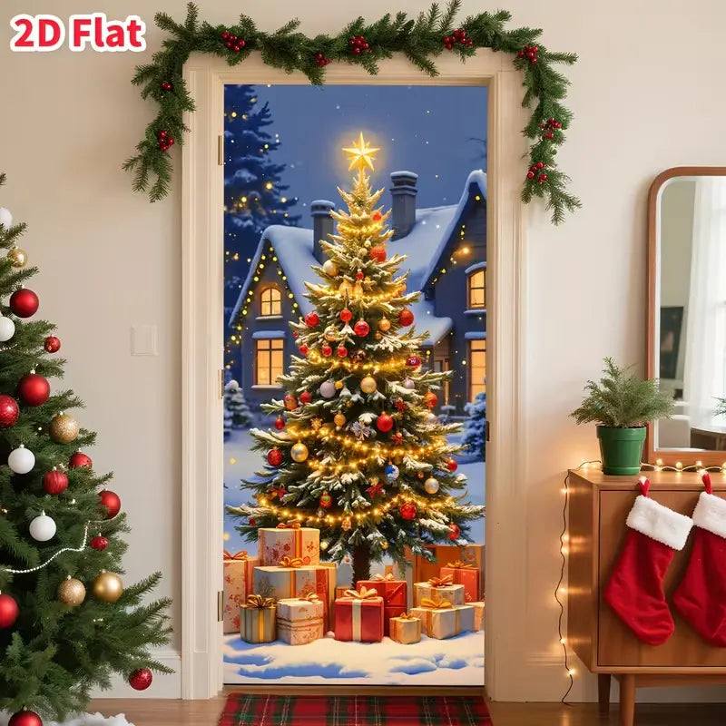 🎄 Christmas Door Makeover Cover Transform Your Front Door Into A Magical Holiday Entrance In Seconds(78.7 × 35.4in)