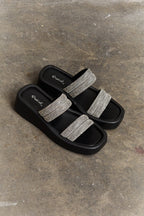 Women's Open-Toe Mule Sandals in Pattern with Cushioned Sole for All-Day Comfort