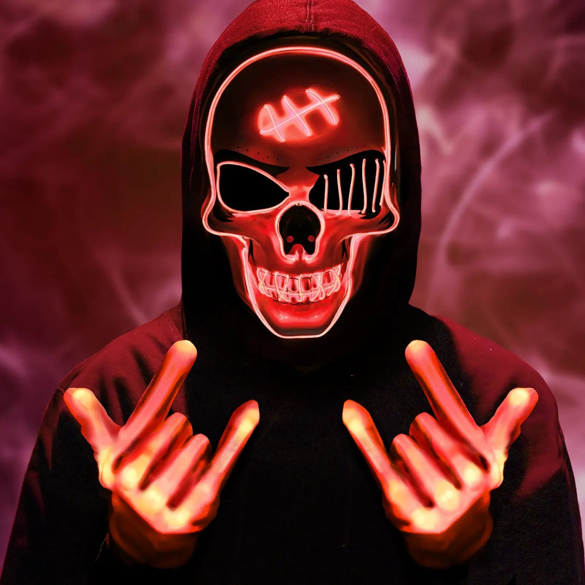 Halloween LED Spooky Skull Mask with Gloves Set