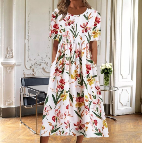 Women's Floral Midi Dress in Floral for Date Night