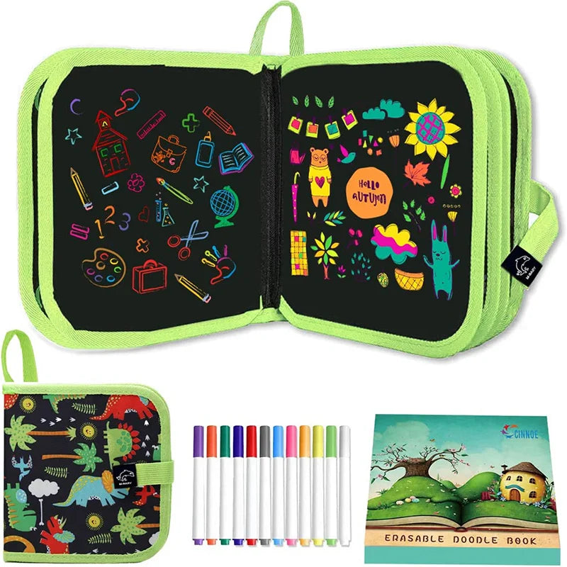 Erasable Doodle Book for KidsToddlers Toys Reusable Drawing Pads with 12 Watercolor Pens Preschool Toy Trip Writing Painting Set Beauty Fashion