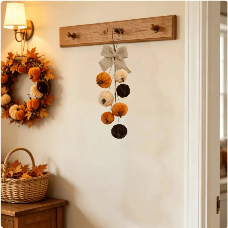 Handmade Velvet Pumpkin Bow Wall Hanging, Fall & Halloween Decor