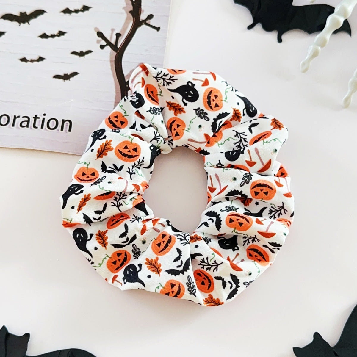 🎃 Hand-Illustrated Halloween Scrunchie Collection (6pc, Limited Batch)