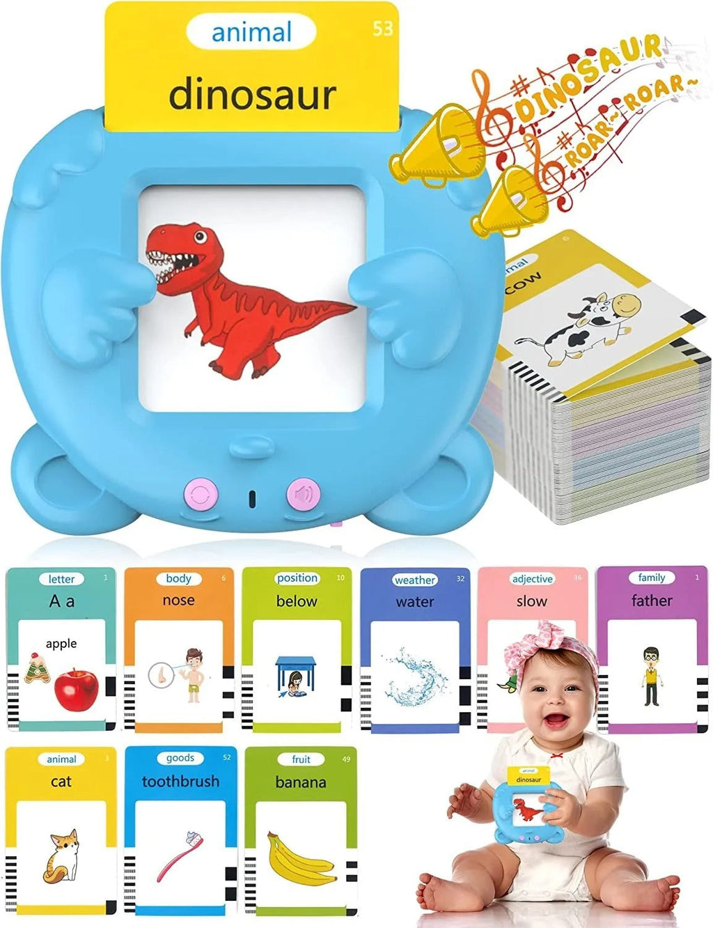 Kids Talking Flash Cards English Learning Language Toy Educational