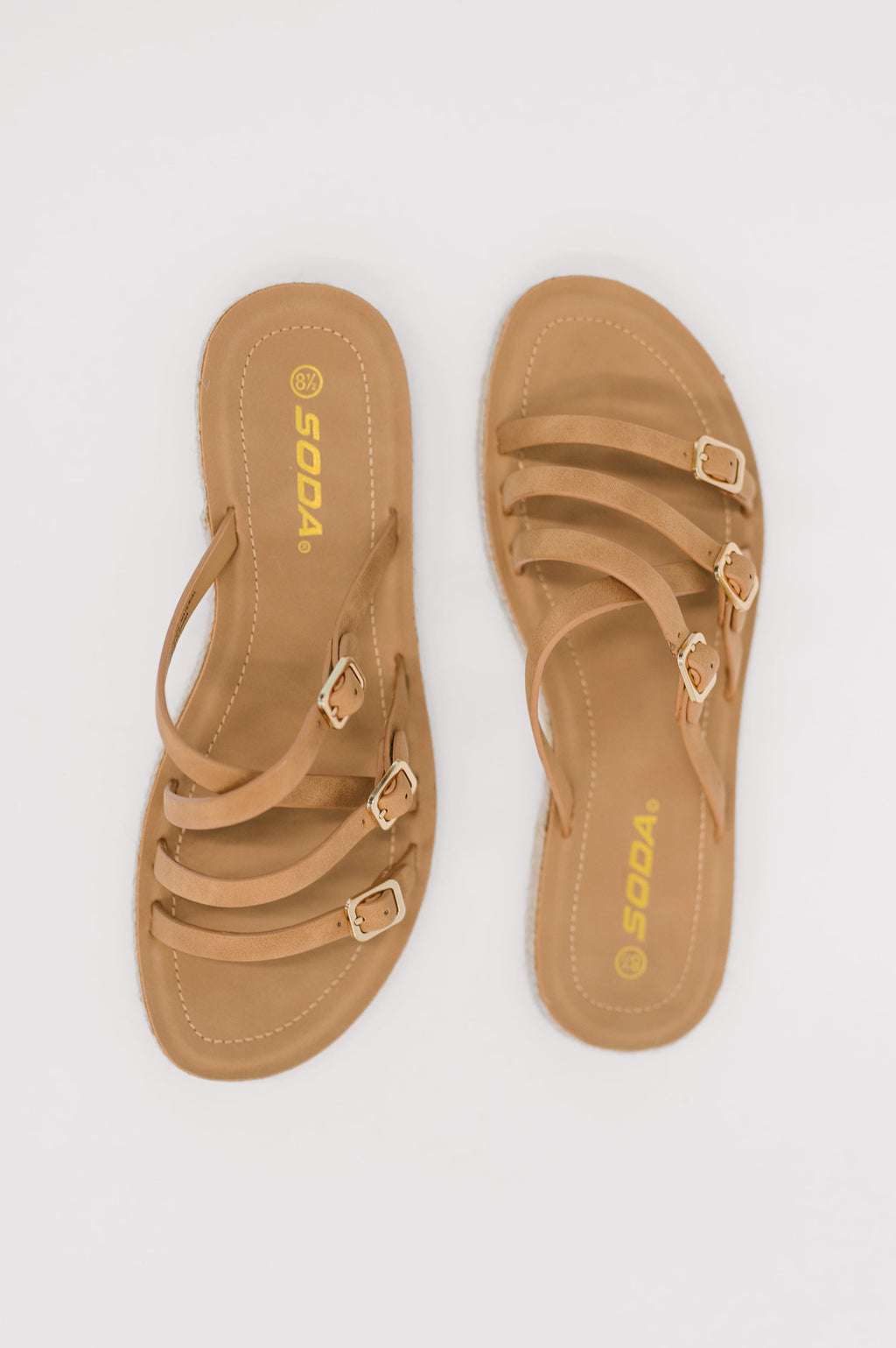 Women's Lace Slip-On Flat Sandals in Tan with Cushioned Sole for All-Day Comfort