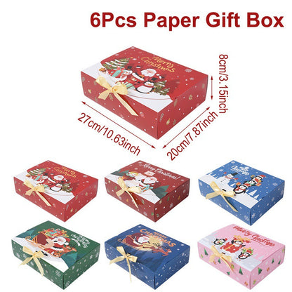 🎄Christmas Square Ribbon Gift Boxes🎁(1 style/6pcs)