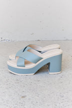 Women's Open-Toe Mule Sandals in Blue with Cushioned Sole for All-Day Comfort