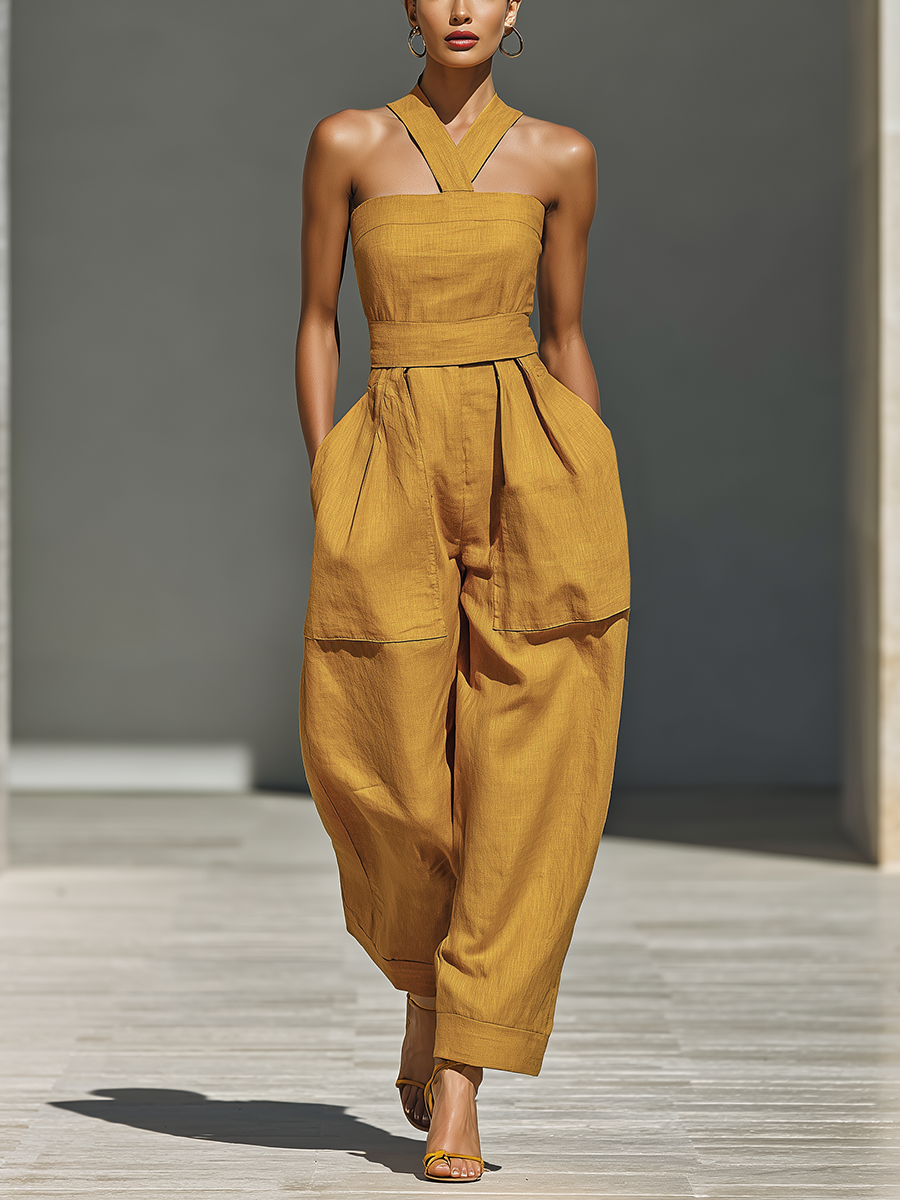 Women's Linen Shift Relaxed Midi Dress for Date Night