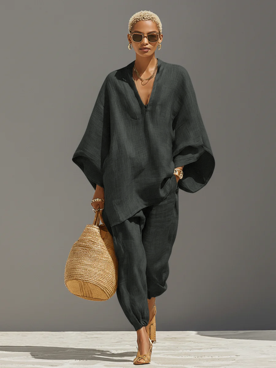 Women's Linen Shift Relaxed Mini Dress with Asymmetric Neckline for Date Night