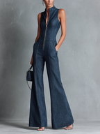 Women's Denim Swing Midi Dress for Date Night