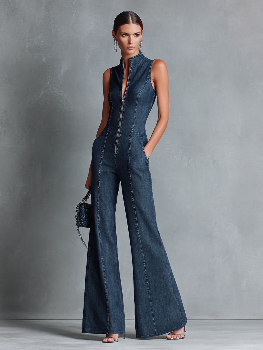 Women's Denim Swing Midi Dress for Date Night