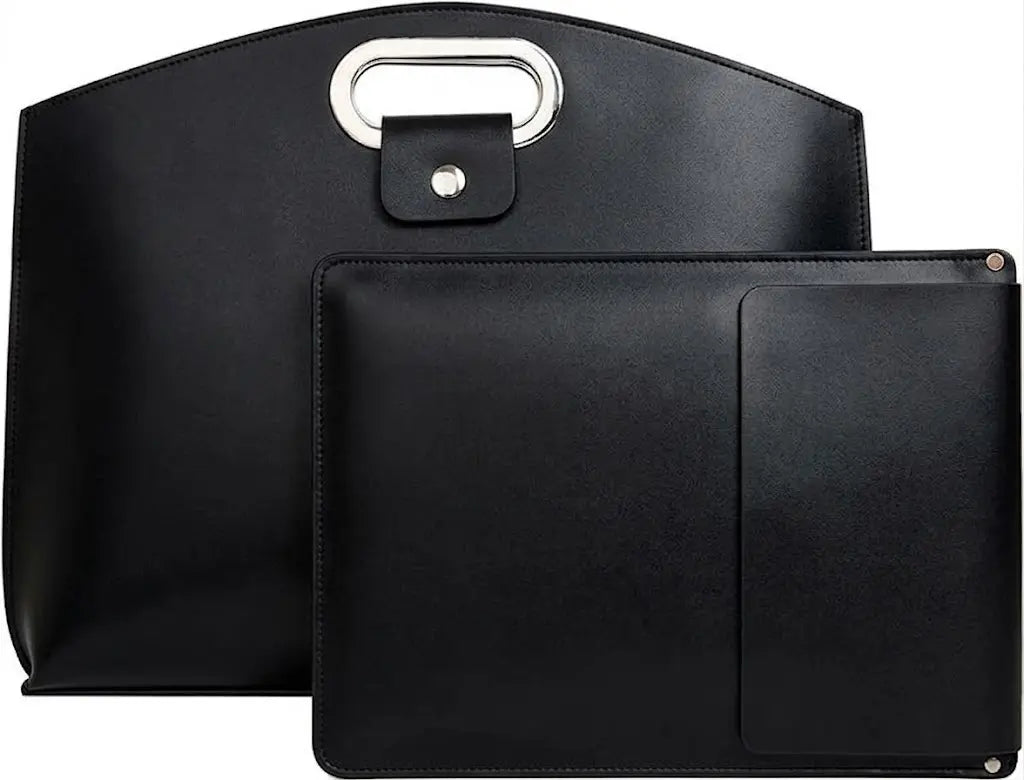 PU Leather 2-in-1 Laptop Sleeve&Pouch Set with Metallic Handle