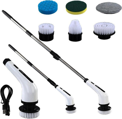 Piulelife™ 8 Replaceable Brush Heads Electric Spin Scrubber Cordless Shower Cleaner