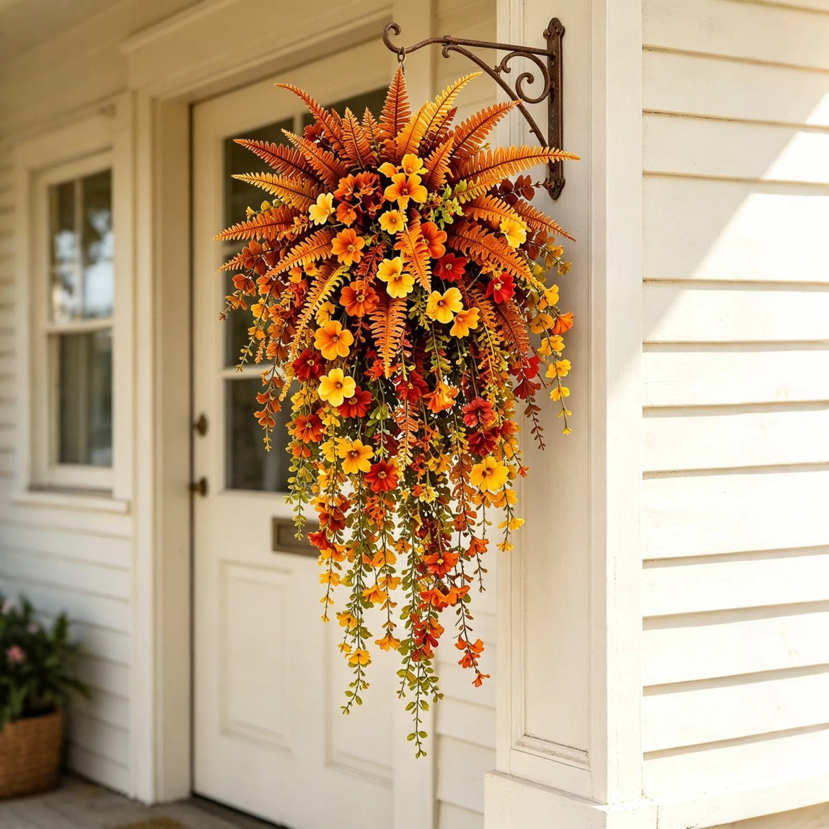 🍂🍁 ARTIFICIAL FALL HARVEST HANGING BASKET