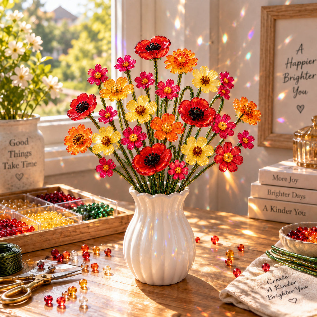 ✨DIY Beaded Wildflower Bouquet Kit – Handmade Crystal Flower Craft Set🌸✨