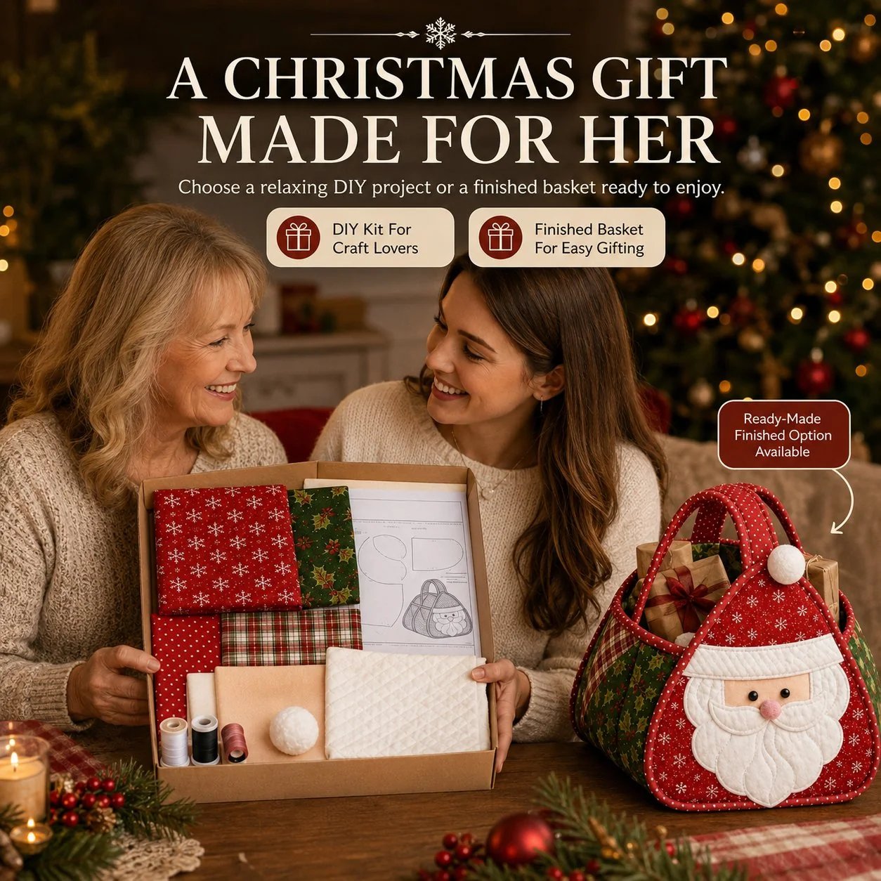 🎄 Christmas Character Quilted Carry Basket DIY Kit