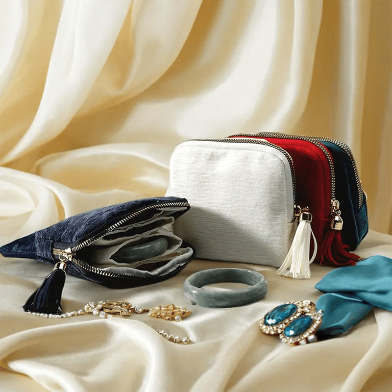 Portable Travel Jewelry Zippered Pocket Case