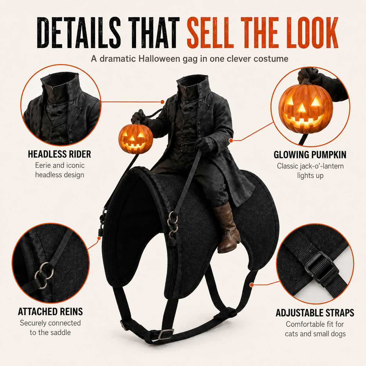 😺The Headless Horseman Rider Pet Costume🎃