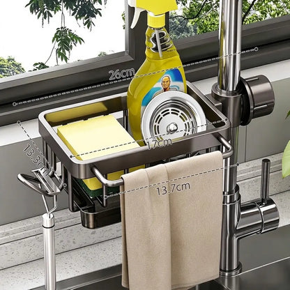 Faucet-Hanging Drain Rack with Removable Drip Tray