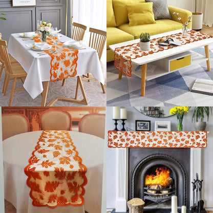 Maple Leaf Lace Fall Table Runner – 13" x 72"