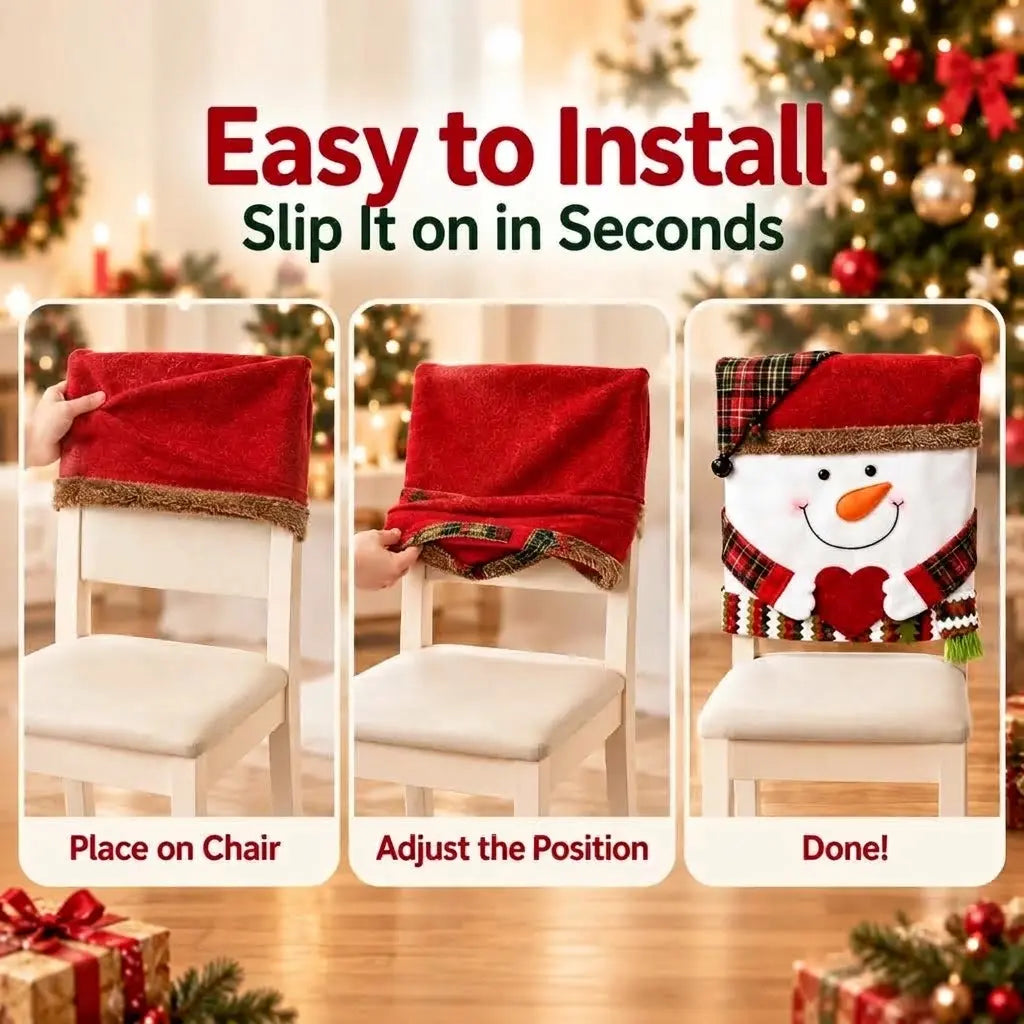 🎅✨Christmas Themed Chair Cover (20.5 × 18.5 in)