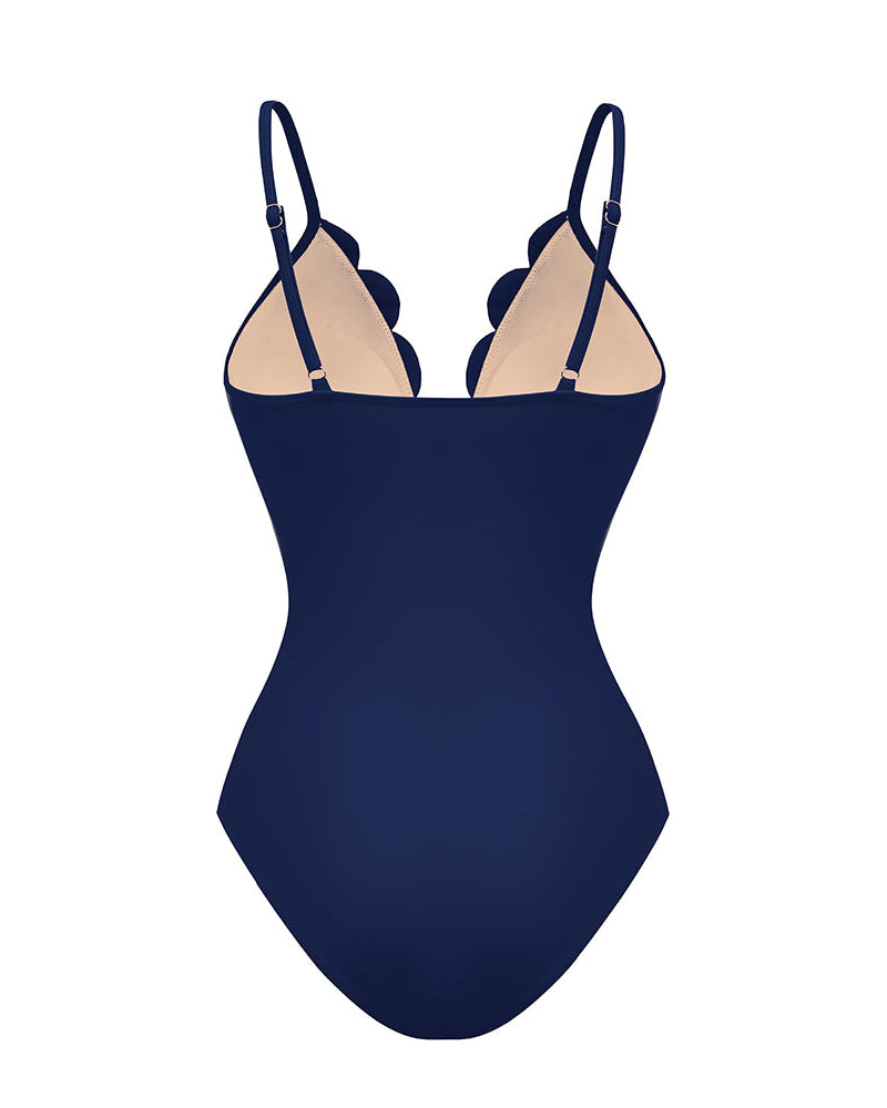 Flower Hollow One Piece Swimsuit and Skirt
