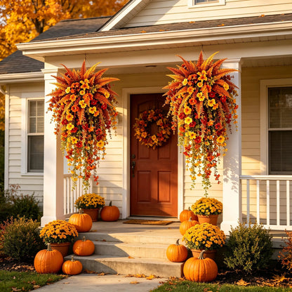 🍂🍁 ARTIFICIAL FALL HARVEST HANGING BASKET