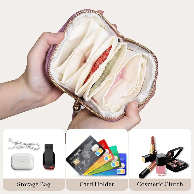 Portable Travel Jewelry Zippered Pocket Case