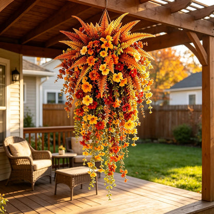 🍂🍁 ARTIFICIAL FALL HARVEST HANGING BASKET