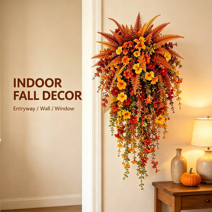 🍂🍁 ARTIFICIAL FALL HARVEST HANGING BASKET