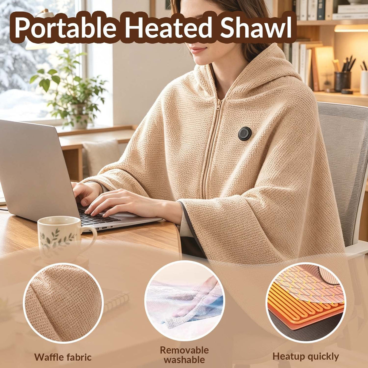 ❄️Heated Wearable Blanket – Stay Warm at Your Desk Without Bulky Layers 🔥（Power bank not included）