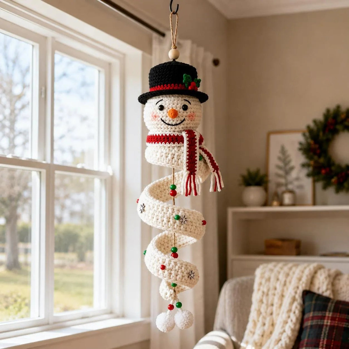 ☃️ Crochet Snowman Spiral Ornament DIY Kit