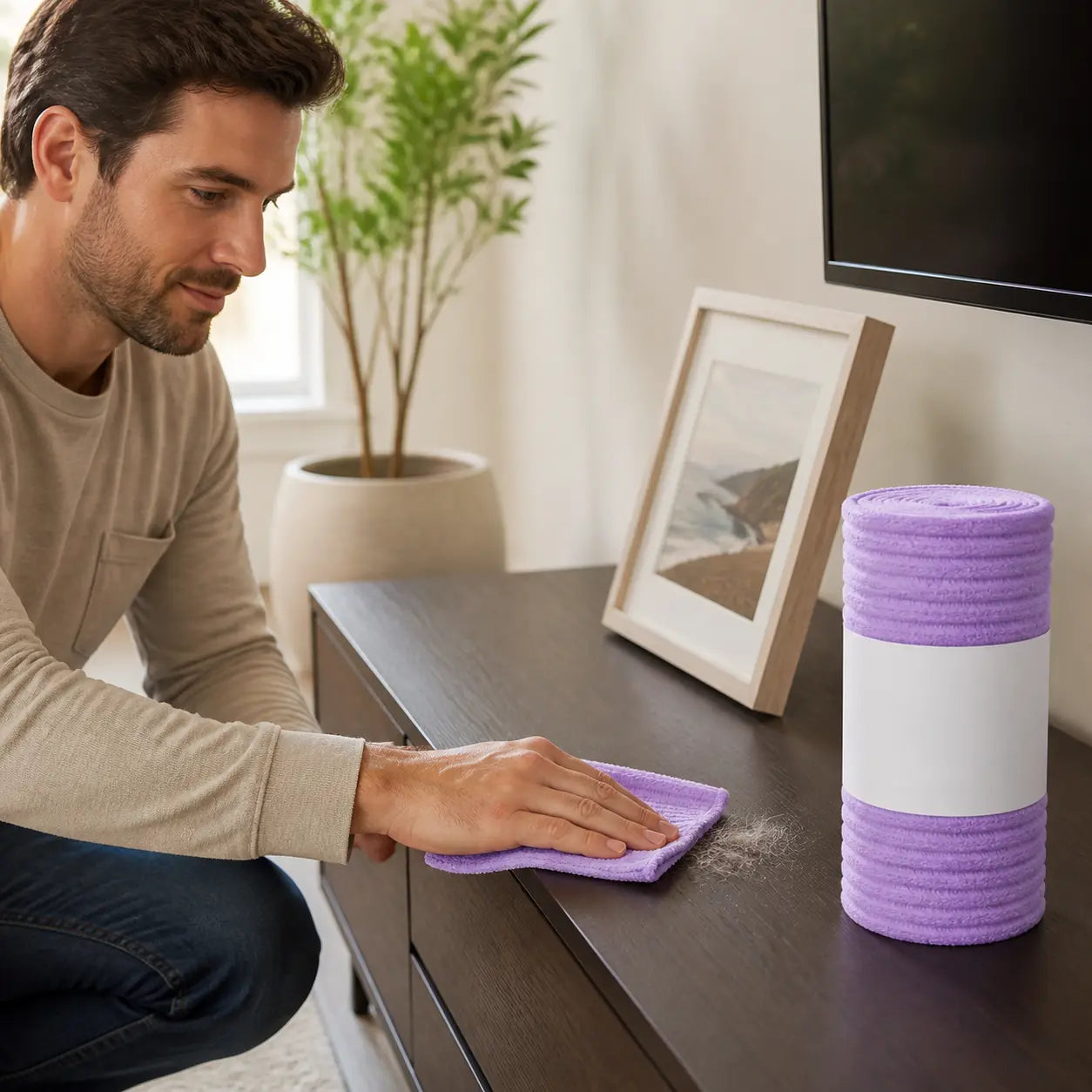 Tear-Off Coral Fleece Cleaning Cloth Roll