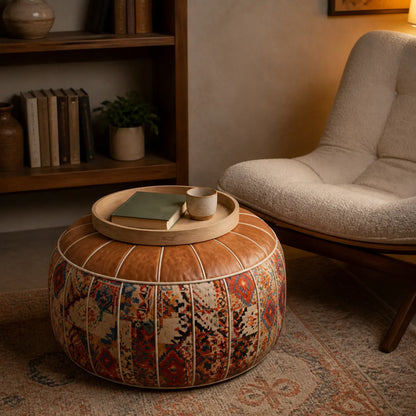 Bohemian Storage Ottoman Pouf with Hidden Compartment