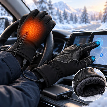 USB Heated Touchscreen Gloves for Women & Men, Back-of-Hand Electric Warming Winter Gloves