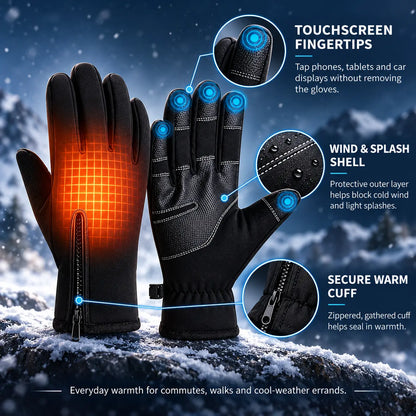 USB Heated Touchscreen Gloves for Women & Men, Back-of-Hand Electric Warming Winter Gloves