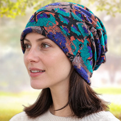 Bohemian Floral Slouchy Beanie for Women