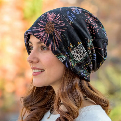 Bohemian Floral Slouchy Beanie for Women